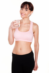 Sportswoman With Healthy Glass Of Water