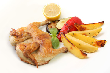 grilled chicken and vegetables