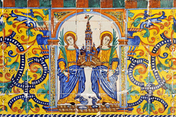 Obraz na płótnie Canvas Santas Justa i Rufina, patronów Sewilli, płytki