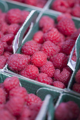 close-up on raspberries
