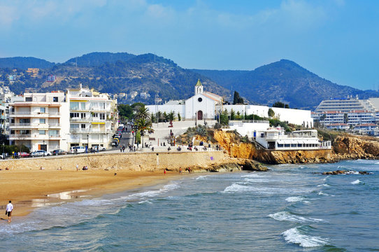 Sant Sebastia Beach in Sitges, Spain