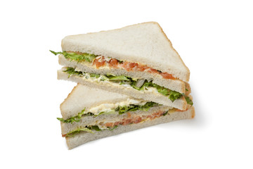 Salmon and egg club sandwich