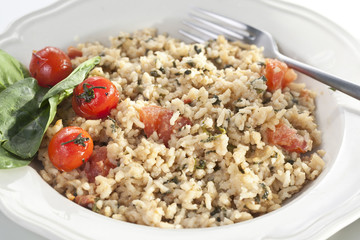 risotto with spinach and tomatoes