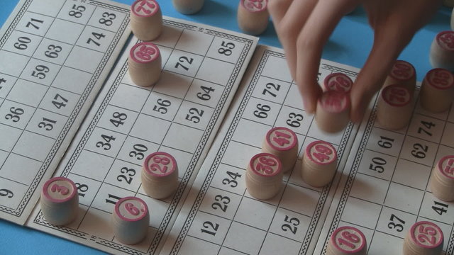 Girl playing bingo lotto game