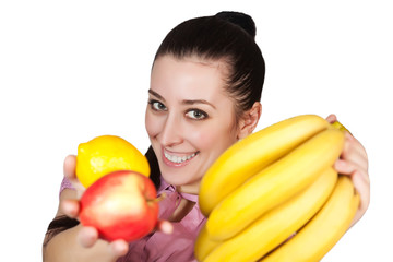 Fototapeta na wymiar young woman holding fruit