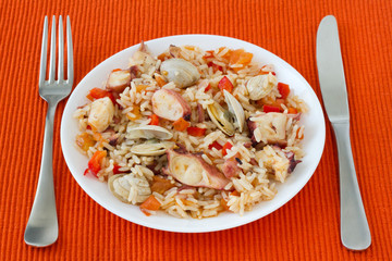 rice with vegetables and seafood