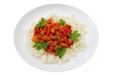 rice with beans with tomato sauce