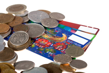 credit cards and coins