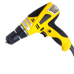 drill tool yellow isolated on white (clipping path)