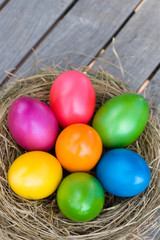 Fototapeta na wymiar Easter basket with eggs