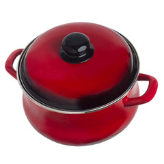 pan red kitchen pot isolated (clipping path)