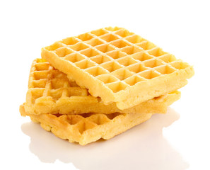Sweet waffles isolated on white