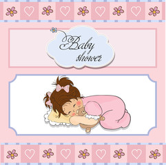 baby shower card with little baby girl