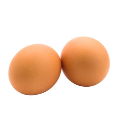 two eggs are isolated on white background (clipping path)