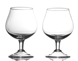 Two empty glasses isolated on white