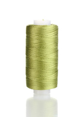 Green bobbin thread isolated on white