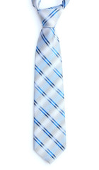 Elegant blue tie isolated on white