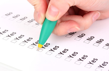 Responding to test questions close-up