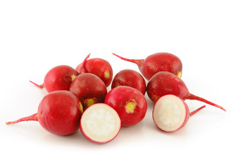 Fresh radishes on white background
