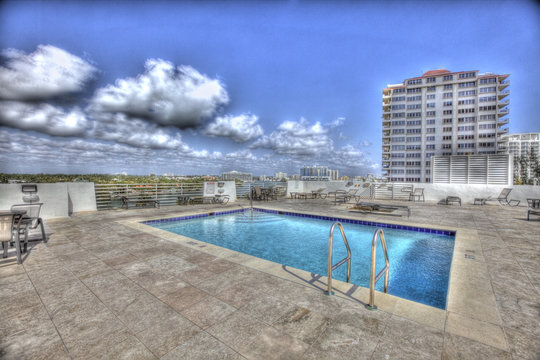 HDR pool deck on a roof top