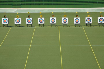 competition archery range with targets, Thailand