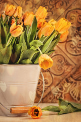 Tulips with vintage grunge background