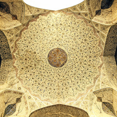 ceiling of historical building, Ali Qapu in Isfahan, Iran