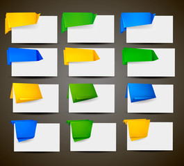 Huge set of red origami paper banners and stickers