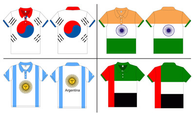 Flag Polo shirt designs international. Vector template