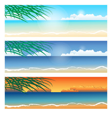 colorful banners set with tropical summer designs