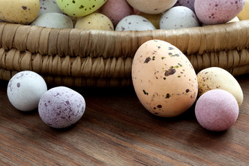 Easter eggs in a wicker basket