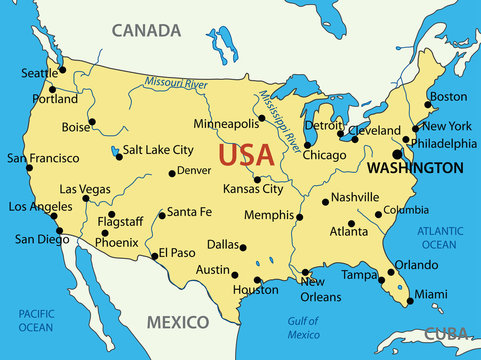 blank us map with rivers