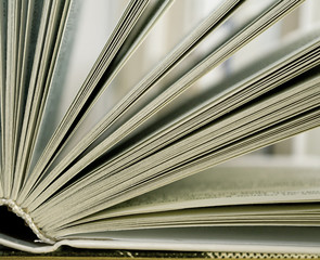 an open book lying on the table