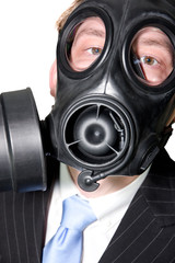 Man with gasmask and suit