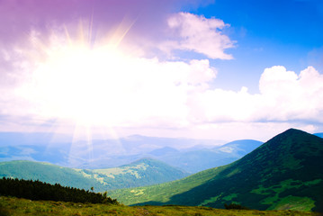 Sunrise in Carpathian mountains