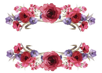 flowers frame in white background isolated