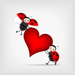 Washable wall murals Ladybugs ladybugs with heart