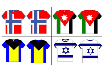 Flag T-shirt designs international. Vector template