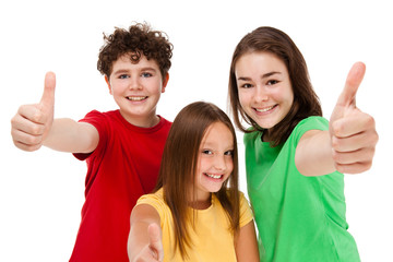 Kids showing OK sign isolated on white background