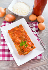 Eggplant Parmigiana. Parmigiana di melanzane.