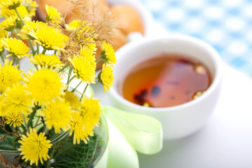breakfest with tea and fresh baking