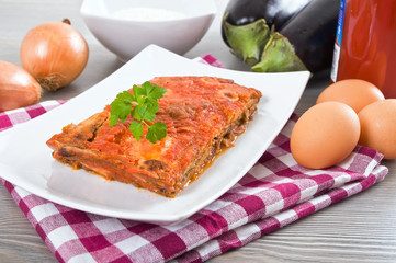 Eggplant Parmigiana. Parmigiana di melanzane.