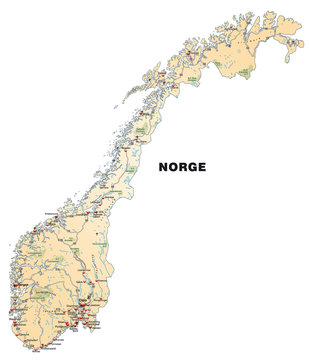 Inselkarte von Norwegen in orange