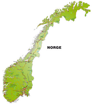 Inselkarte von Norwegen mit Autobahnen