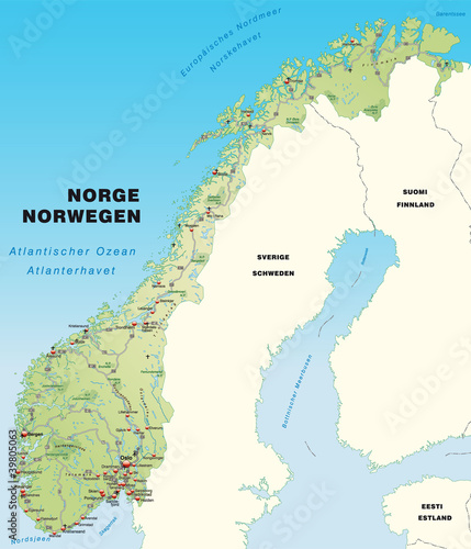 "Norwegenkarte mit Autobahnen" Stockfotos und lizenzfreie Vektoren auf