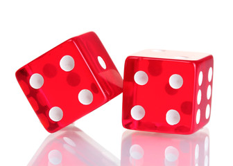 Red dices isolated on white