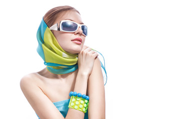 Naklejka premium beautiful woman in sunglasses