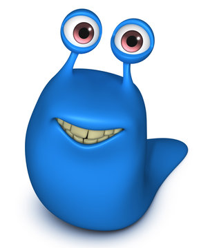 happy blue monster