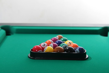 billiard balls on table