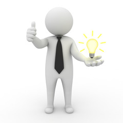 Businessman with idea lightbulb in hand